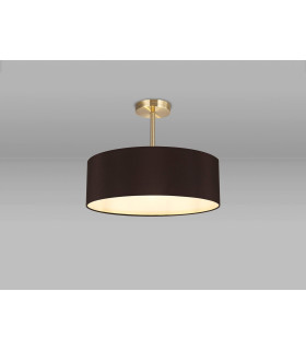 Baymont Antique Brass 3 Light E27 Semi Flush Fixture With 45cm x 15cm Faux Silk Shade Black-2