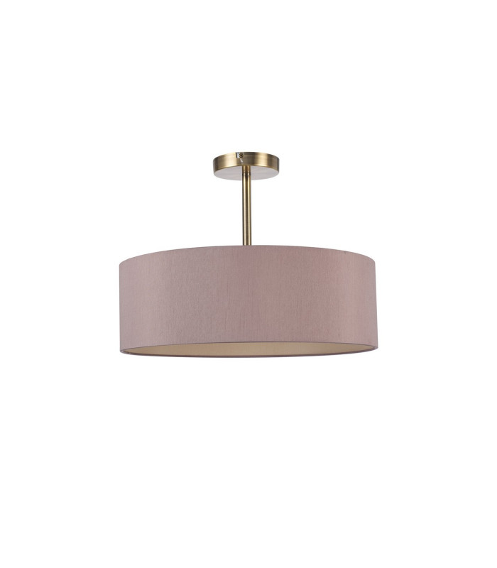 Baymont Antique Brass 3 Light E27 Semi Flush Fixture With 45cm x 15cm Dual Faux Silk Shade Taupe/Halo Gold-4