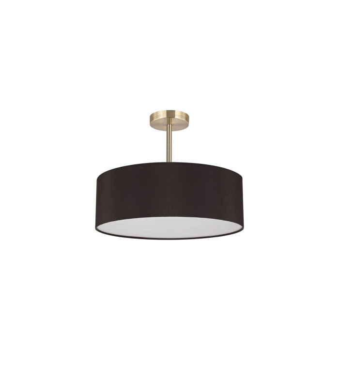 Baymont Antique Brass 3 Light E27 Semi Flush Fixture With 45cm x 15cm Faux Silk Shade Black-4