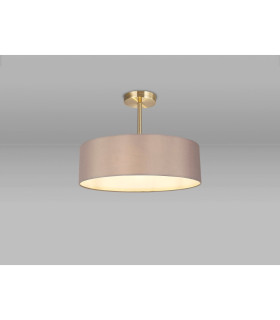 Baymont Antique Brass 3 Light E27 Semi Flush Fixture With 45cm x 15cm Faux Silk Shade Grey-2