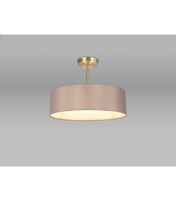 Baymont Antique Brass 3 Light E27 Semi Flush Fixture With 45cm x 15cm Faux Silk Shade Grey-2