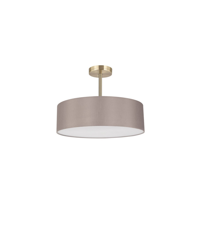 Baymont Antique Brass 3 Light E27 Semi Flush Fixture With 45cm x 15cm Faux Silk Shade Grey-4