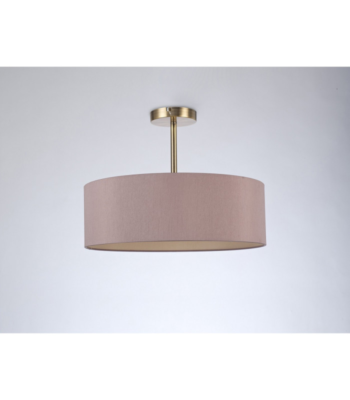 Baymont Antique Brass 3 Light E27 Semi Flush Fixture With 45cm x 15cm Dual Faux Silk Shade Taupe/Halo Gold-11