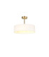 Baymont Antique Brass 3 Light E27 Semi Flush Fixture With 45cm x 15cm Faux Silk Shade White-1