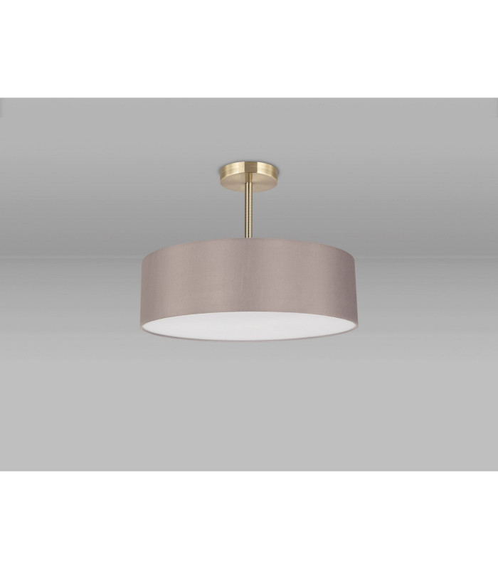 Baymont Antique Brass 3 Light E27 Semi Flush Fixture With 45cm x 15cm Faux Silk Shade Grey-11