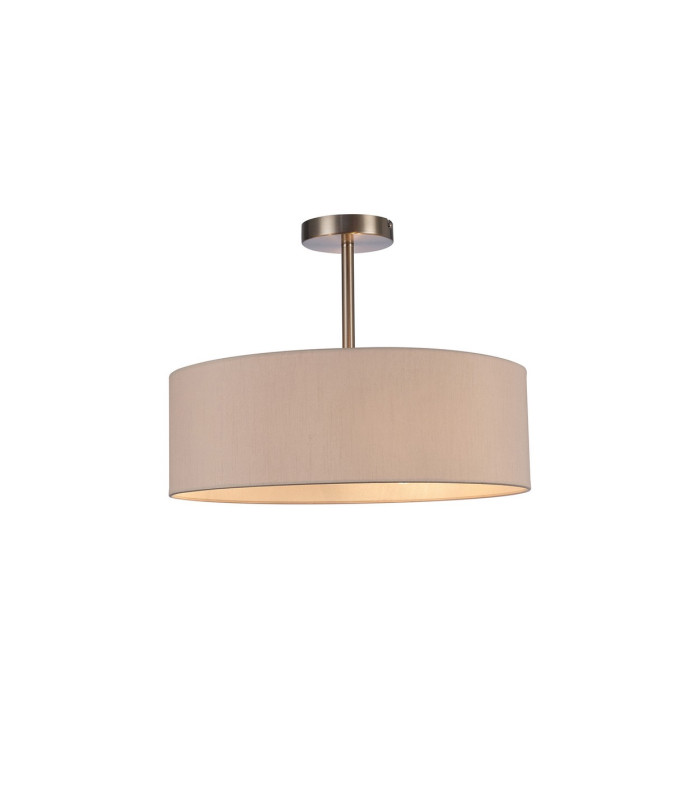 Baymont Satin Nickel 3 Light E27 Semi Flush Fixture With 45cm x 15cm Dual Faux Silk Shade Nude Beige/Moonlight-1