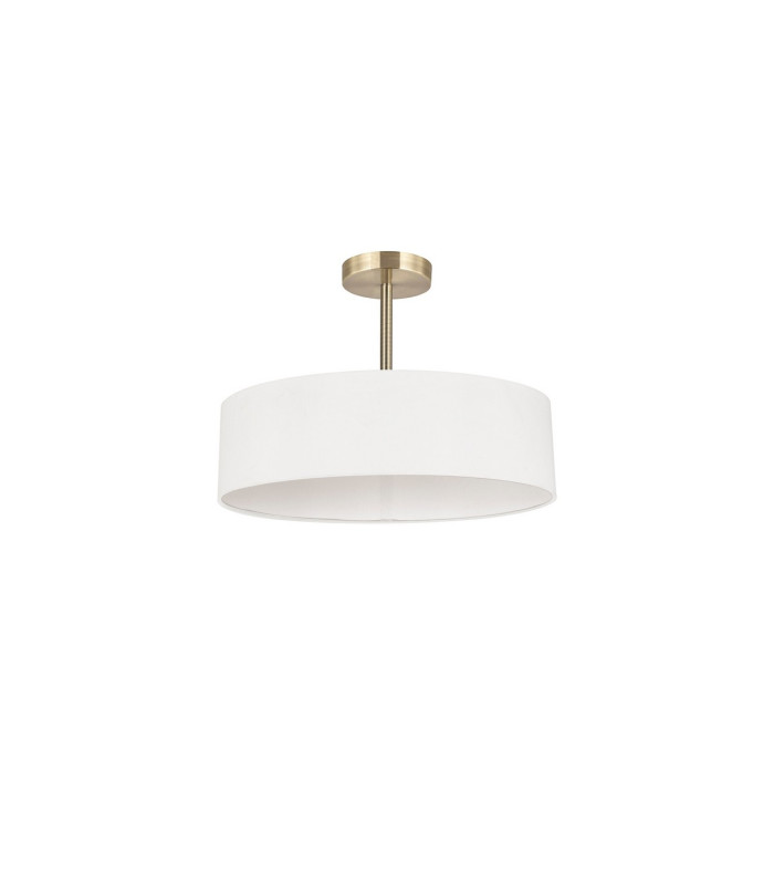 Baymont Antique Brass 3 Light E27 Semi Flush Fixture With 45cm x 15cm Faux Silk Shade White-4