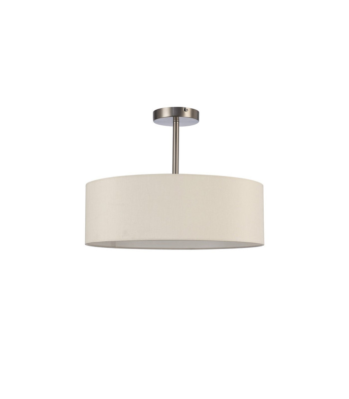 Baymont Satin Nickel 3 Light E27 Semi Flush Fixture With 45cm x 15cm Faux Silk Shade Ivory Pearl/White Laminate-4