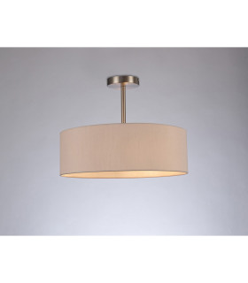 Baymont Satin Nickel 3 Light E27 Semi Flush Fixture With 45cm x 15cm Dual Faux Silk Shade Nude Beige/Moonlight-2