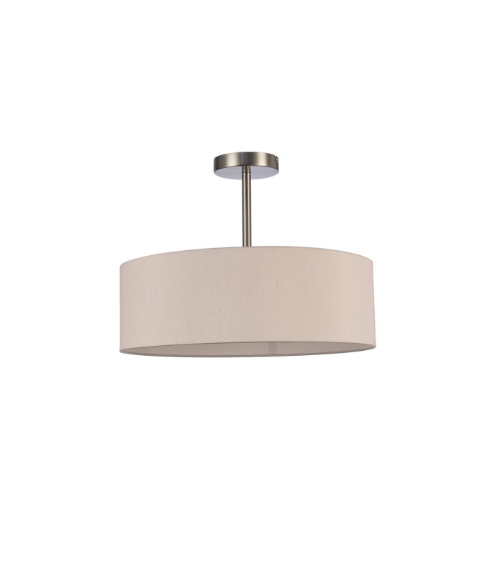 Baymont Satin Nickel 3 Light E27 Semi Flush Fixture With 45cm x 15cm Dual Faux Silk Shade Nude Beige/Moonlight-4