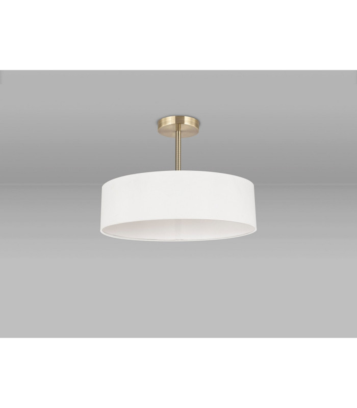 Baymont Antique Brass 3 Light E27 Semi Flush Fixture With 45cm x 15cm Faux Silk Shade White-11