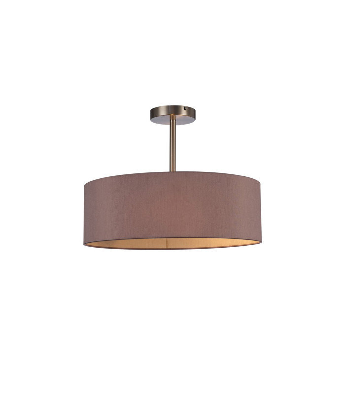 Baymont Satin Nickel 3 Light E27 Semi Flush Fixture With 45cm x 15cm Dual Faux Silk Shade Taupe/Halo Gold-1