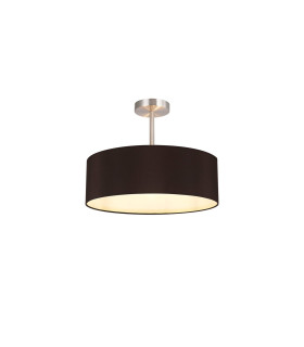 Baymont Satin Nickel 3 Light E27 Semi Flush Fixture With 45cm x 15cm Faux Silk Shade Black-1