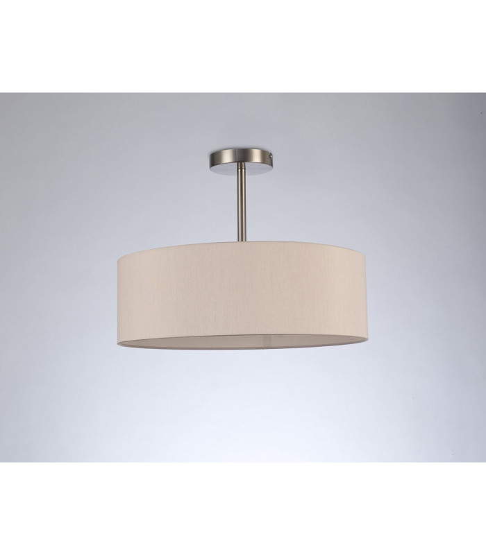 Baymont Satin Nickel 3 Light E27 Semi Flush Fixture With 45cm x 15cm Dual Faux Silk Shade Nude Beige/Moonlight-11