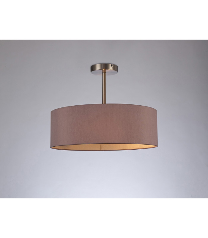 Baymont Satin Nickel 3 Light E27 Semi Flush Fixture With 45cm x 15cm Dual Faux Silk Shade Taupe/Halo Gold-2