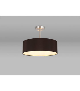 Baymont Satin Nickel 3 Light E27 Semi Flush Fixture With 45cm x 15cm Faux Silk Shade Black-2