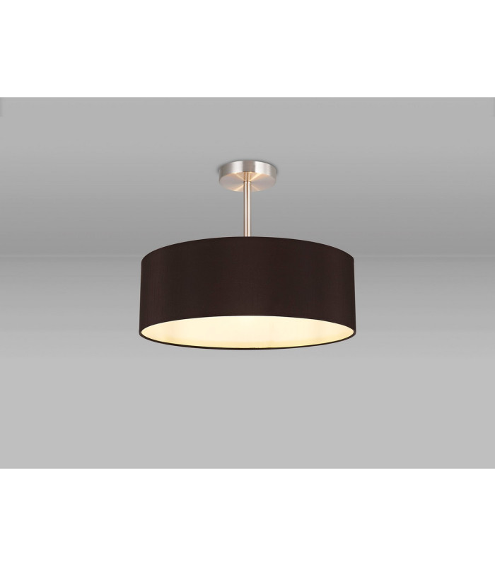 Baymont Satin Nickel 3 Light E27 Semi Flush Fixture With 45cm x 15cm Faux Silk Shade Black-2