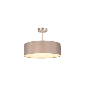 Baymont Satin Nickel 3 Light E27 Semi Flush Fixture With 45cm x 15cm Faux Silk Shade Grey-1