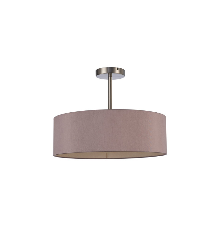 Baymont Satin Nickel 3 Light E27 Semi Flush Fixture With 45cm x 15cm Dual Faux Silk Shade Taupe/Halo Gold-4