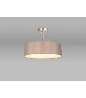 Baymont Satin Nickel 3 Light E27 Semi Flush Fixture With 45cm x 15cm Faux Silk Shade Grey-2