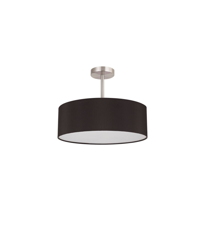 Baymont Satin Nickel 3 Light E27 Semi Flush Fixture With 45cm x 15cm Faux Silk Shade Black-4