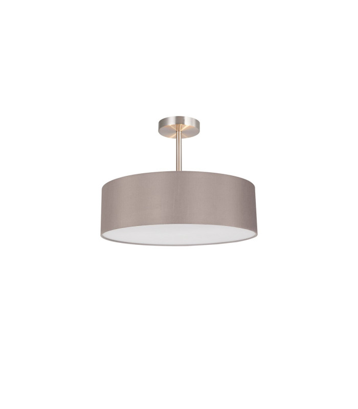Baymont Satin Nickel 3 Light E27 Semi Flush Fixture With 45cm x 15cm Faux Silk Shade Grey-4