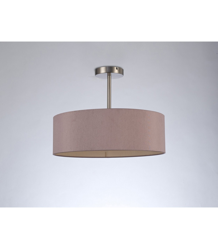 Baymont Satin Nickel 3 Light E27 Semi Flush Fixture With 45cm x 15cm Dual Faux Silk Shade Taupe/Halo Gold-11