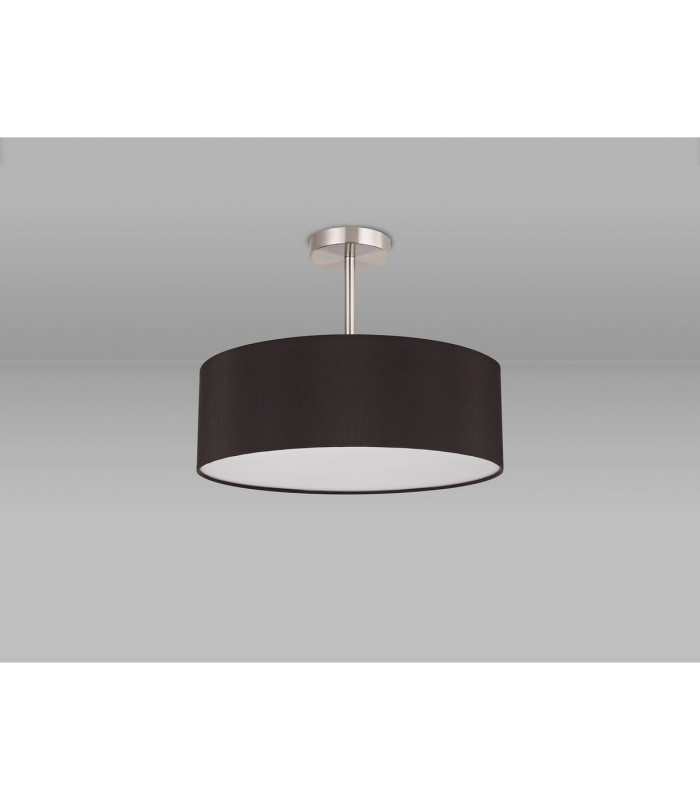 Baymont Satin Nickel 3 Light E27 Semi Flush Fixture With 45cm x 15cm Faux Silk Shade Black-11