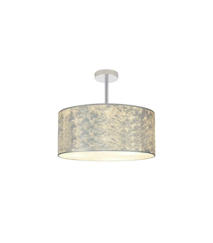 Baymont Polished Chrome 3 Light E27 Semi Flush Fixture With 50cm x 20cm Silver Leaf Shade-1