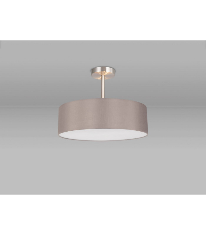Baymont Satin Nickel 3 Light E27 Semi Flush Fixture With 45cm x 15cm Faux Silk Shade Grey-11