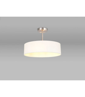 Baymont Satin Nickel 3 Light E27 Semi Flush Fixture With 45cm x 15cm Faux Silk Shade White-2