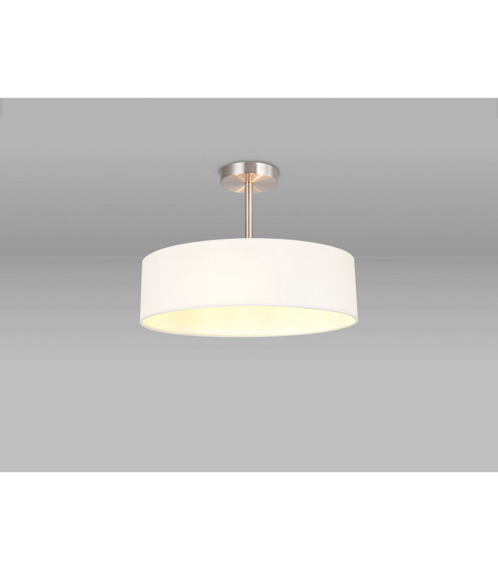 Baymont Satin Nickel 3 Light E27 Semi Flush Fixture With 45cm x 15cm Faux Silk Shade White-2