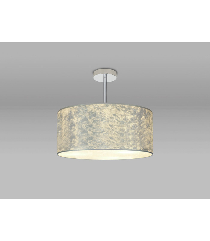 Baymont Polished Chrome 3 Light E27 Semi Flush Fixture With 50cm x 20cm Silver Leaf Shade-2
