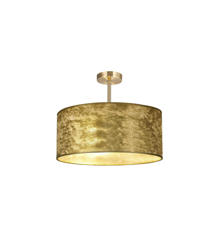 Baymont Antique Brass 3 Light E27 Semi Flush Fixture With 50cm x 20cm Gold Leaf Shade-1