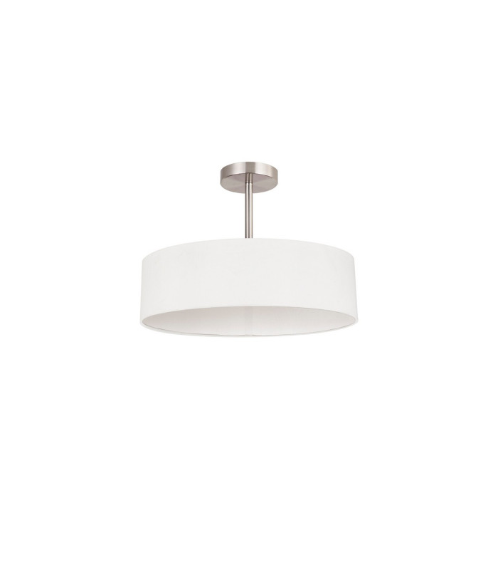 Baymont Satin Nickel 3 Light E27 Semi Flush Fixture With 45cm x 15cm Faux Silk Shade White-4