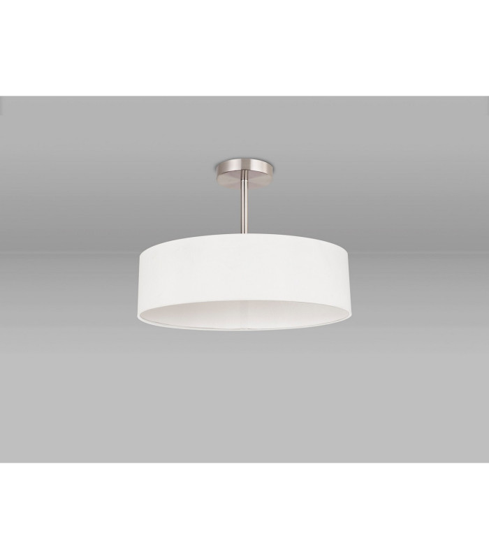 Baymont Satin Nickel 3 Light E27 Semi Flush Fixture With 45cm x 15cm Faux Silk Shade White-11