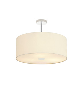 Baymont Polished Chrome 3 Light E27 Semi Flush With 50cm x 20cm Faux Silk Shade Ivory Pearl/White Laminate-1
