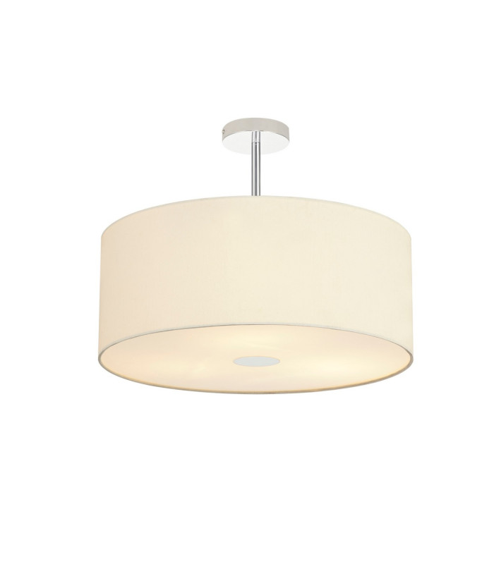 Baymont Polished Chrome 3 Light E27 Semi Flush With 50cm x 20cm Faux Silk Shade Ivory Pearl/White Laminate-1