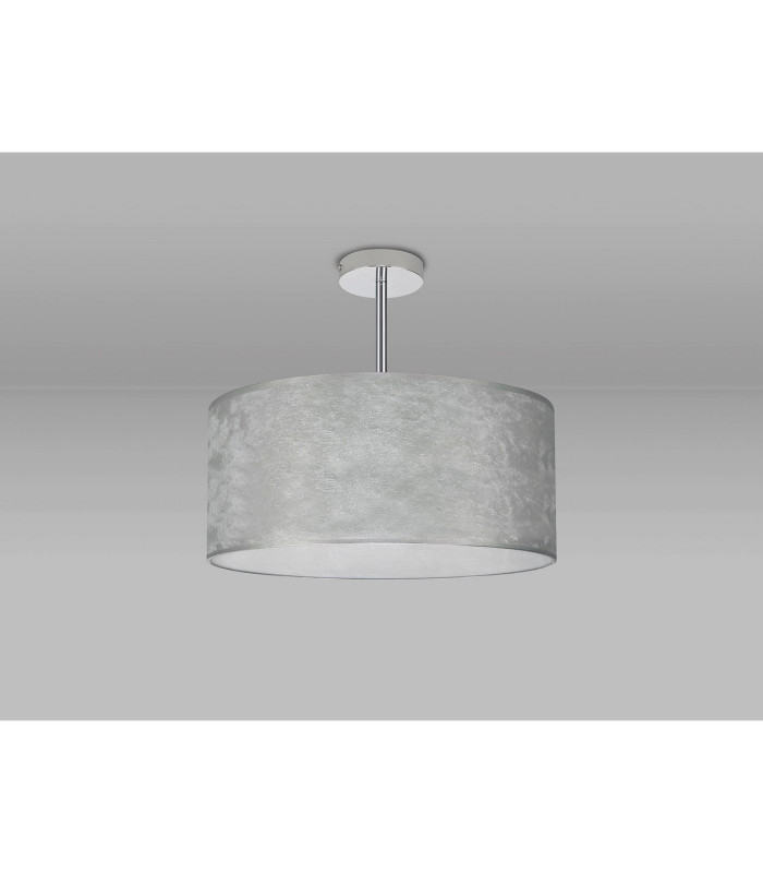 Baymont Polished Chrome 3 Light E27 Semi Flush Fixture With 50cm x 20cm Silver Leaf Shade-11