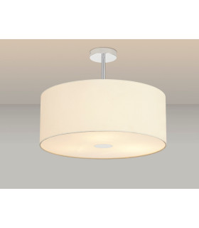 Baymont Polished Chrome 3 Light E27 Semi Flush With 50cm x 20cm Faux Silk Shade Ivory Pearl/White Laminate-2