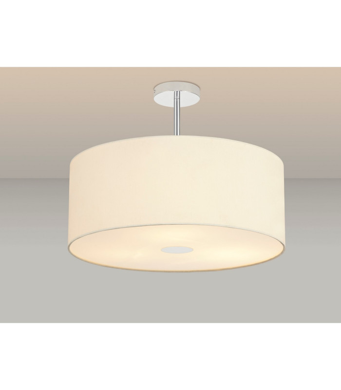 Baymont Polished Chrome 3 Light E27 Semi Flush With 50cm x 20cm Faux Silk Shade Ivory Pearl/White Laminate-2