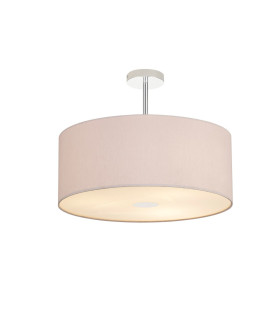 Baymont Polished Chrome 3 Light E27 Semi Flush With 50cm x 20cm Dual Faux Silk Shade Nude Beige/Moonlight-1