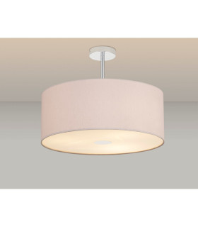 Baymont Polished Chrome 3 Light E27 Semi Flush With 50cm x 20cm Dual Faux Silk Shade Nude Beige/Moonlight-2