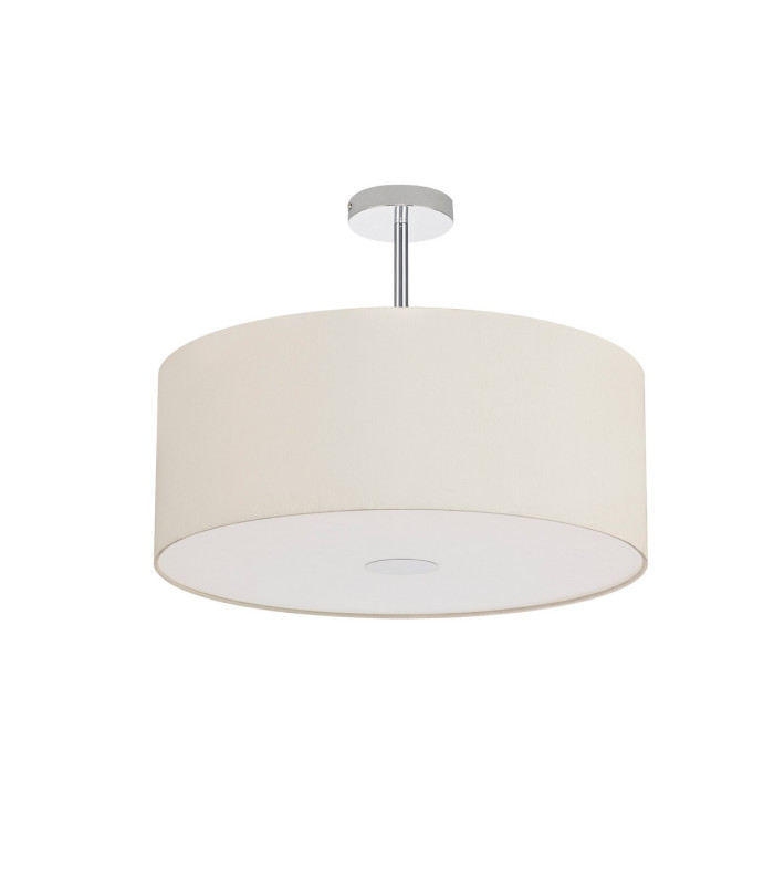 Baymont Polished Chrome 3 Light E27 Semi Flush With 50cm x 20cm Faux Silk Shade Ivory Pearl/White Laminate-4