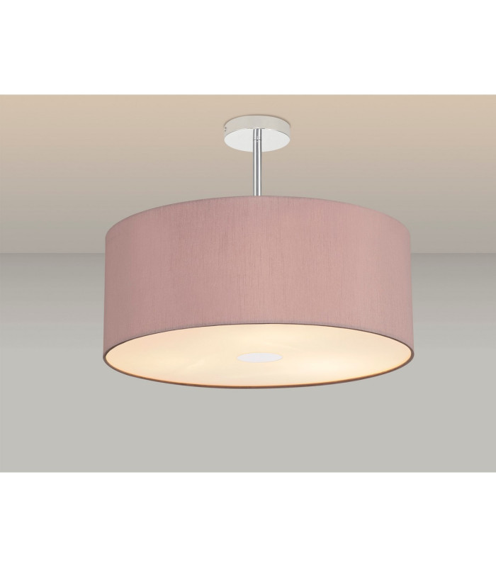 Baymont Polished Chrome 3 Light E27 Semi Flush With 50cm x 20cm Dual Faux Silk Shade Taupe/Halo Gold-2