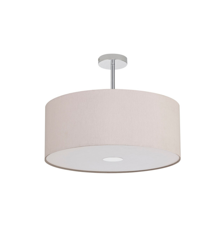 Baymont Polished Chrome 3 Light E27 Semi Flush With 50cm x 20cm Dual Faux Silk Shade Nude Beige/Moonlight-4