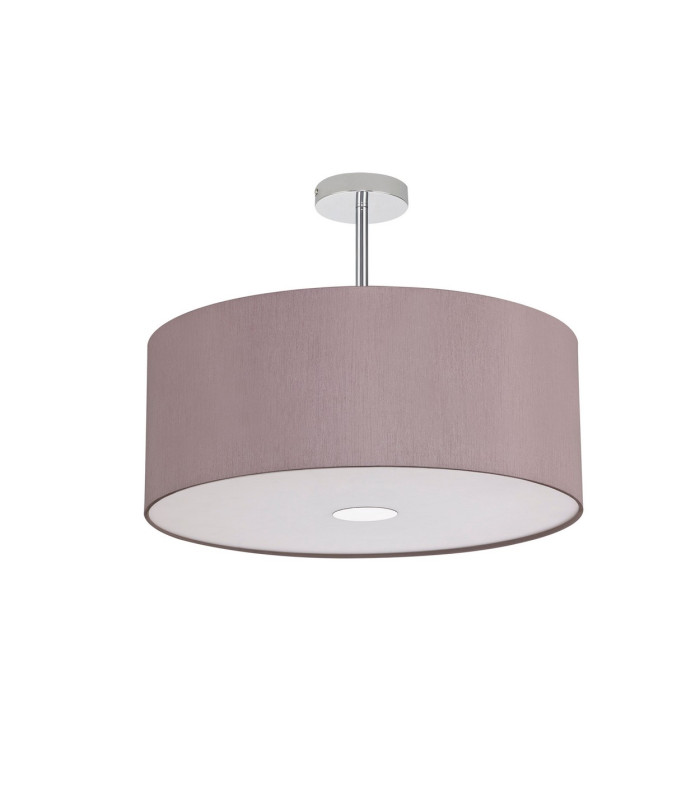 Baymont Polished Chrome 3 Light E27 Semi Flush With 50cm x 20cm Dual Faux Silk Shade Taupe/Halo Gold-4