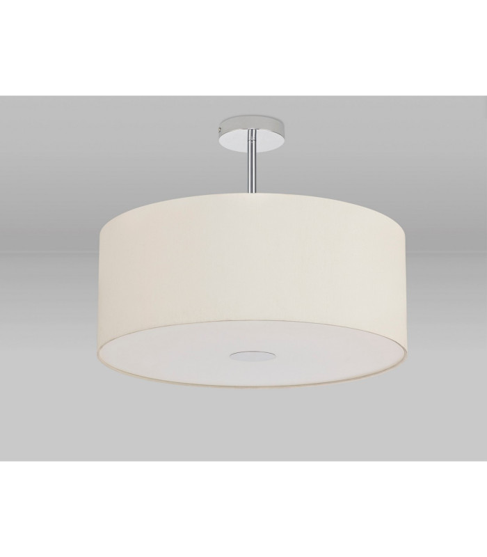 Baymont Polished Chrome 3 Light E27 Semi Flush With 50cm x 20cm Faux Silk Shade Ivory Pearl/White Laminate-13