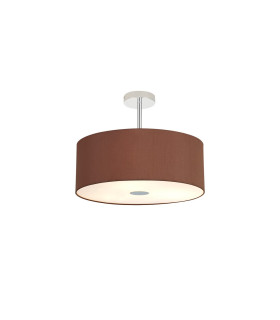 Baymont Polished Chrome 3 Light E27 Semi Flush With 50cm x 20cm Dual Faux Silk Shade Cocoa/Grecian Bronze-1