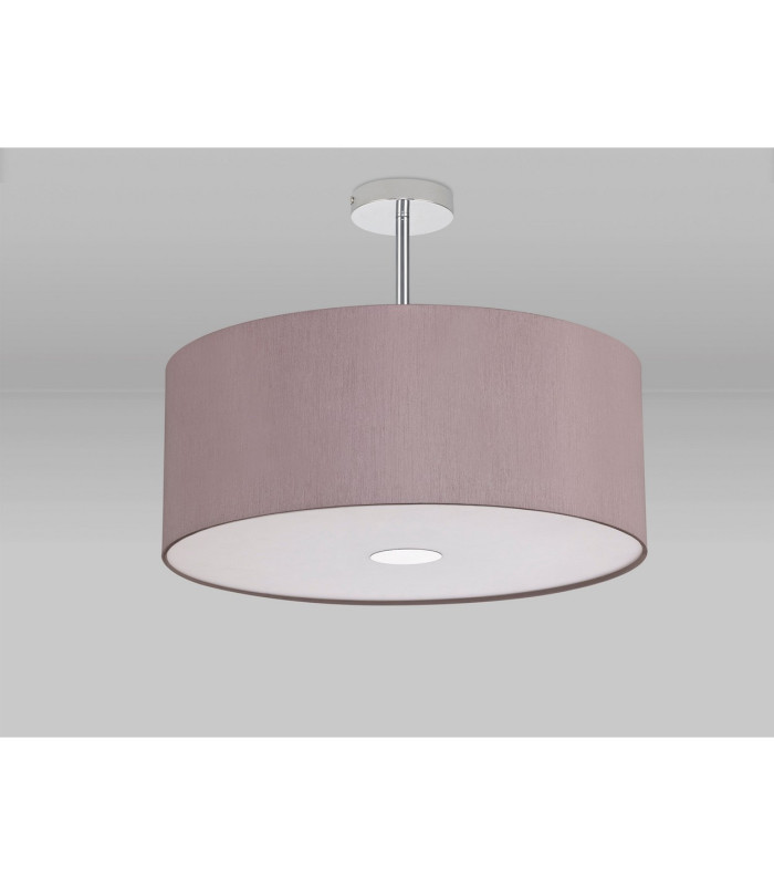 Baymont Polished Chrome 3 Light E27 Semi Flush With 50cm x 20cm Dual Faux Silk Shade Taupe/Halo Gold-13